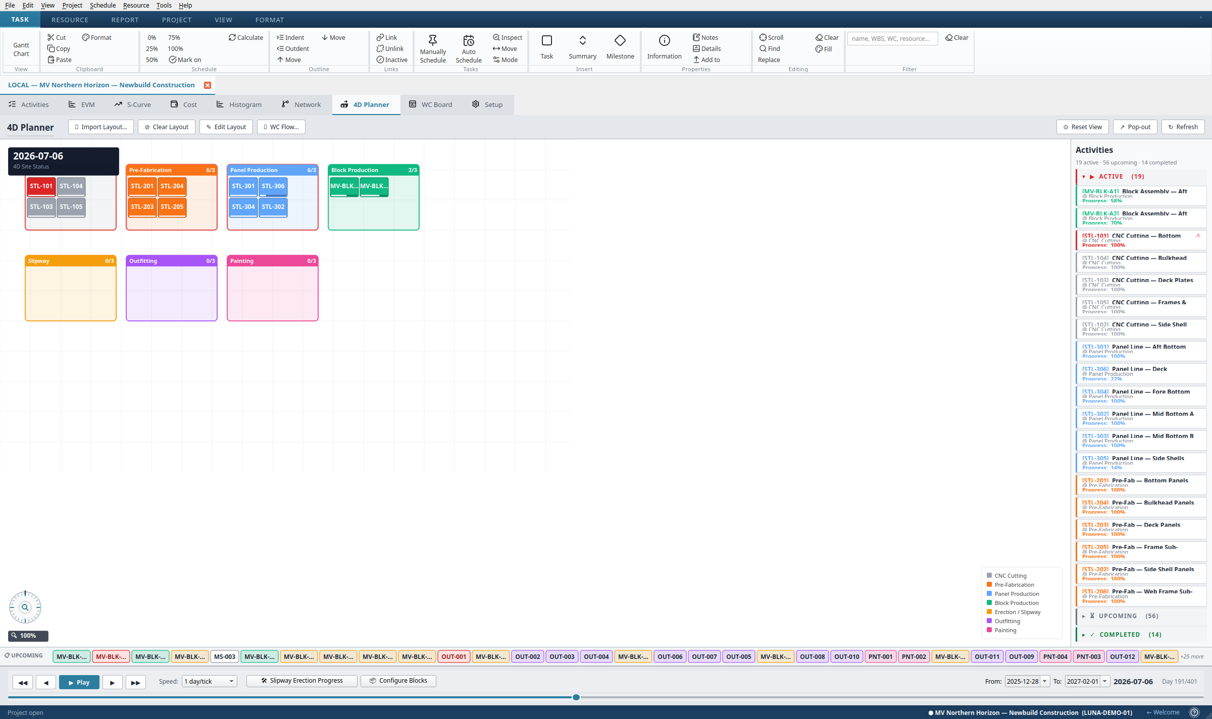 4D Planner work center occupancy